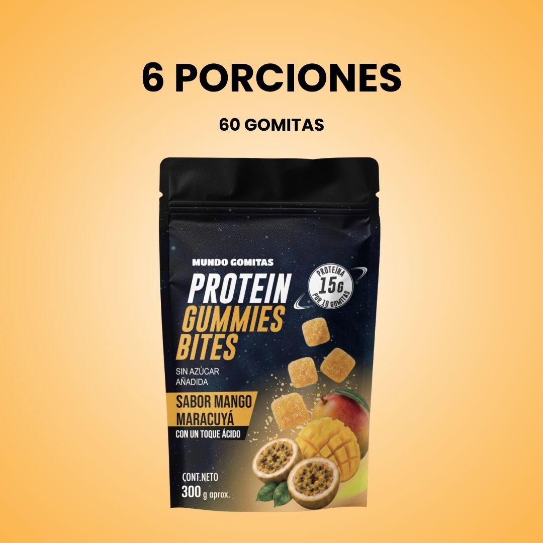 Preventa: Gomitas con Proteína Sabor Mango Maracuyá - Bolsa 6 porciones (envíos desde 28 de agosto)