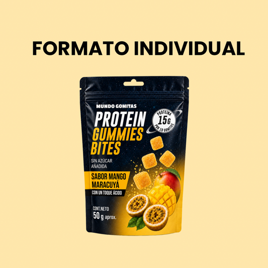 Gomitas con Proteína sabor Mango Maracuyá (individual 10 gomitas)